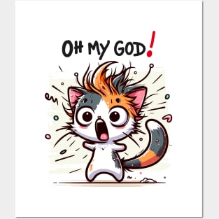 Shocked Calico Cat Posters and Art